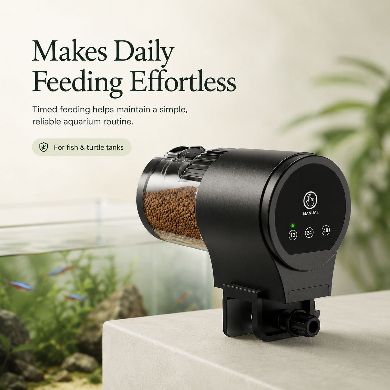 Automatic Fish Food Dispenser for Aquariums | Aquarium Feeder | Smart Timed Feeder | Food for Ornamental Fish and Turtles