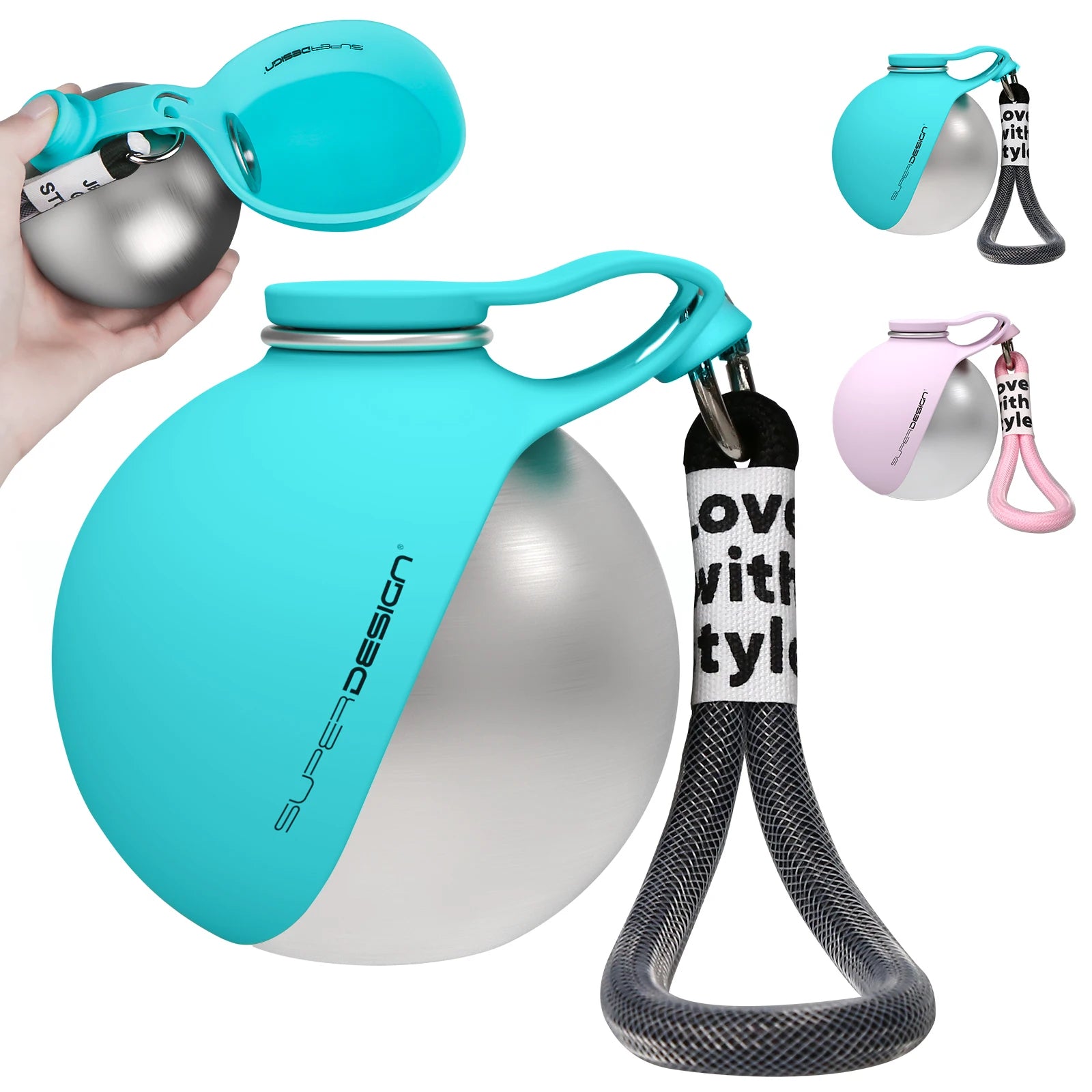 2-in-1 Portable Dog Water Bottle for Small Dogs - Leak-Proof & Compact Dog Travel Water Bottle -Stainless Steel Bottle & Silicon