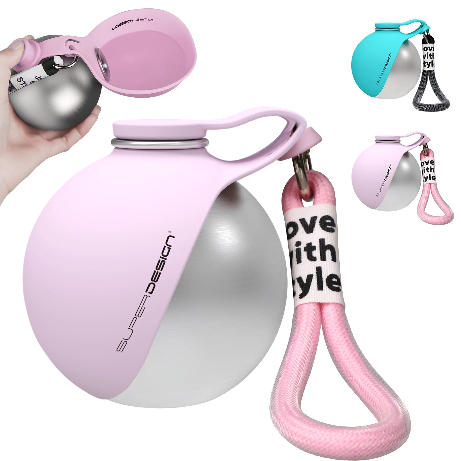 2-in-1 Portable Dog Water Bottle for Small Dogs - Leak-Proof & Compact Dog Travel Water Bottle -Stainless Steel Bottle & Silicon