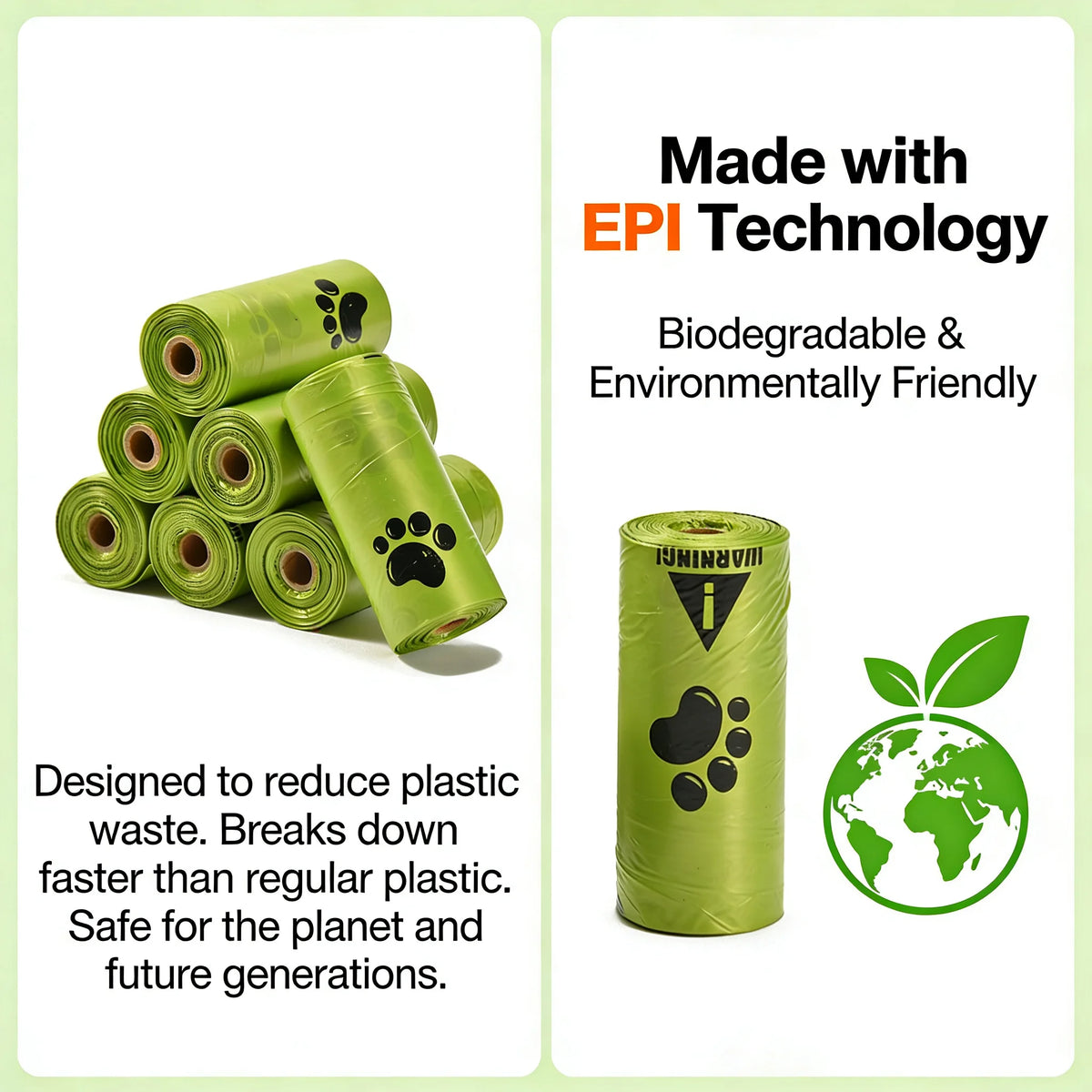 Eco-Friendly Dog Poop Bags Leak-Proof Extra Thick EPI Material Unscented Pet Waste Bags for Dog Walking Outdoor