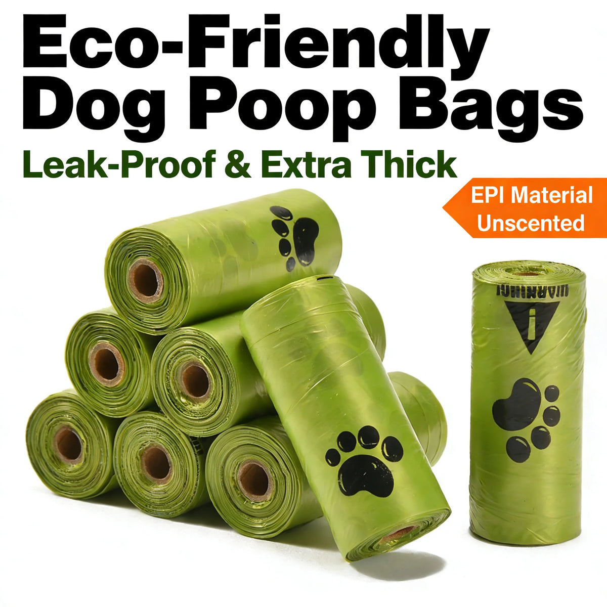 Eco-Friendly Dog Poop Bags Leak-Proof Extra Thick EPI Material Unscented Pet Waste Bags for Dog Walking Outdoor
