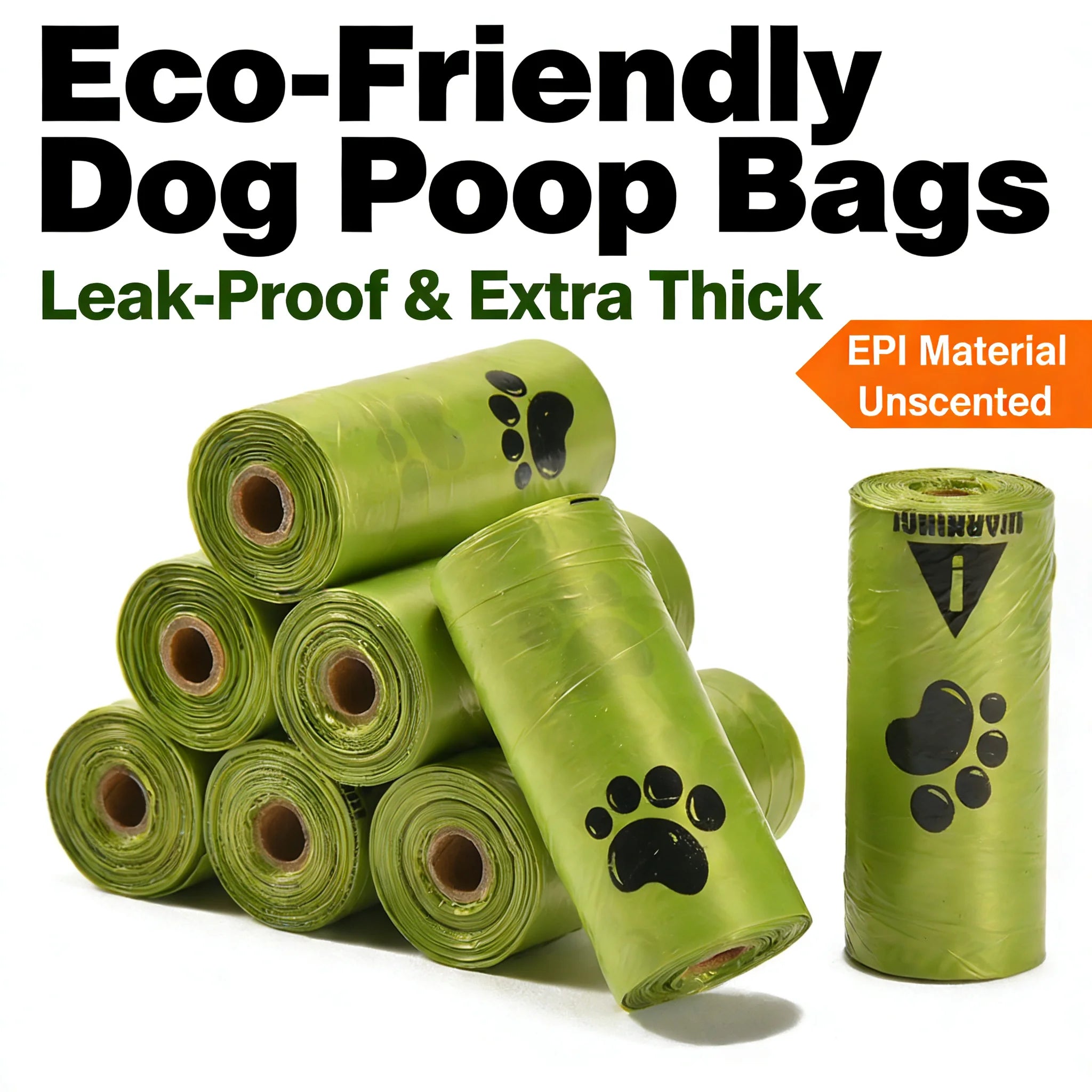 Eco-Friendly Dog Poop Bags Leak-Proof Extra Thick EPI Material Unscented Pet Waste Bags for Dog Walking Outdoor