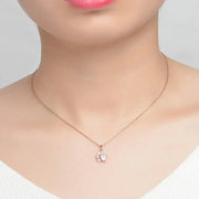 Joli collier S925 en argent sterling 925 avec patte d'ours et patte de chat, cadeau de fiançailles, en quartz rose naturel pour femme NI027
