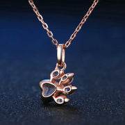 Joli collier S925 en argent sterling 925 avec patte d'ours et patte de chat, cadeau de fiançailles, en quartz rose naturel pour femme NI027