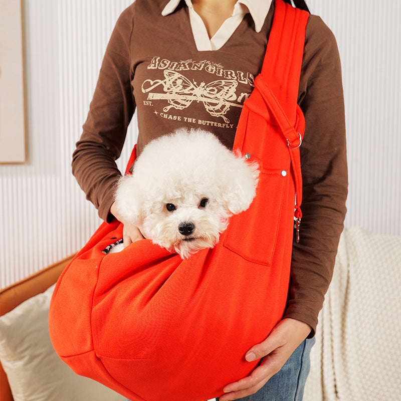 in stock new polyester pet diagonal bag with pocket capacity of 15kg inside out diagonal dog cat bag