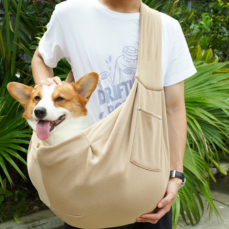 in stock new polyester pet diagonal bag with pocket capacity of 15kg inside out diagonal dog cat bag