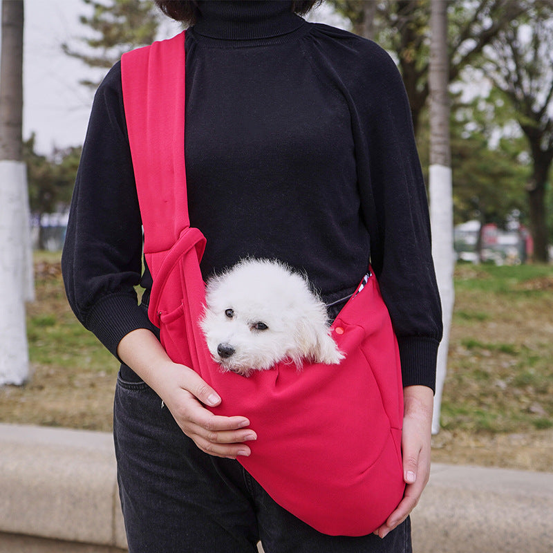 in stock new polyester pet diagonal bag with pocket capacity of 15kg inside out diagonal dog cat bag