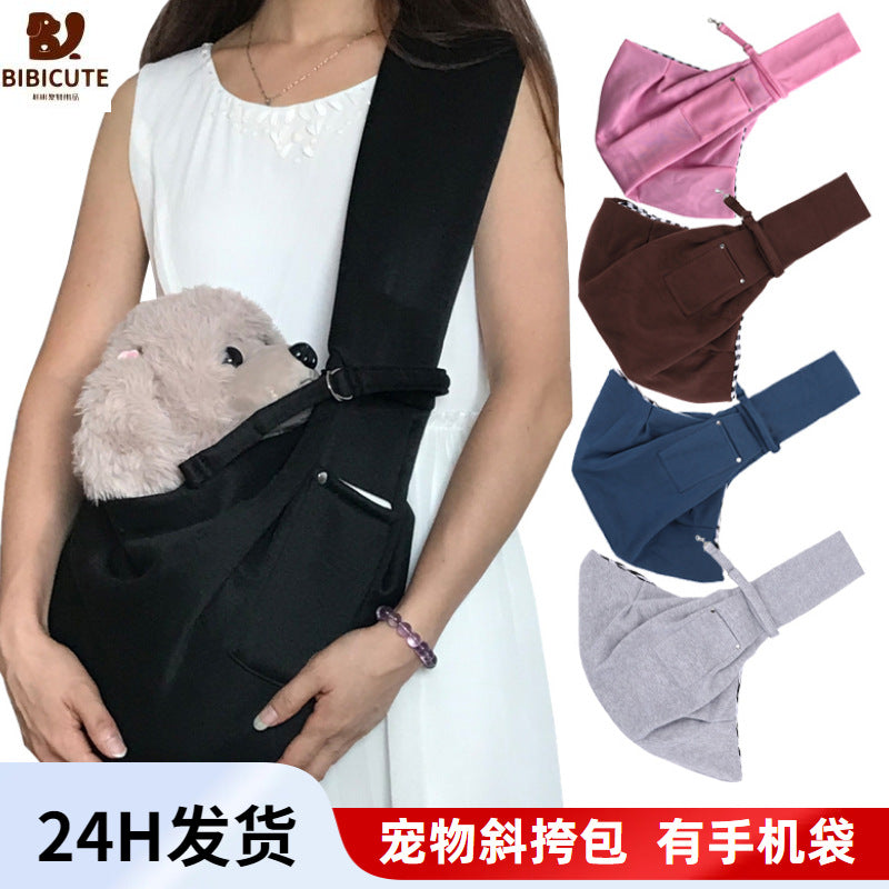 in stock new polyester pet diagonal bag with pocket capacity of 15kg inside out diagonal dog cat bag