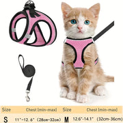 Escape-Proof Cat Harness & Leash Set: Reflective Soft Mesh Vest for Safe Outdoor Adventures with Your Kitten