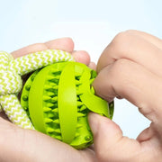 Pet Toy Dog Bite-Resistant Cotton Rope Hand-Held Treat Ball for Teeth Cleaning and Training, Interactive Educational Toy Ball