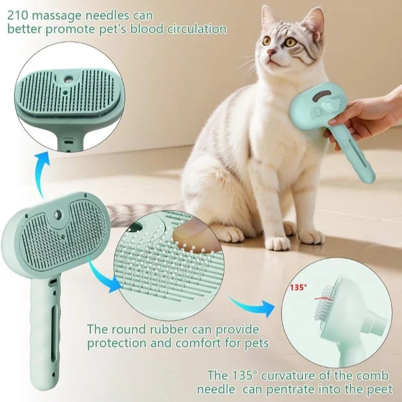 Pet Spray Hair Comb Professional Electric Hair Straightener Comb Brush For Cat Pet Massage Comb Steam Brush For Hair Care