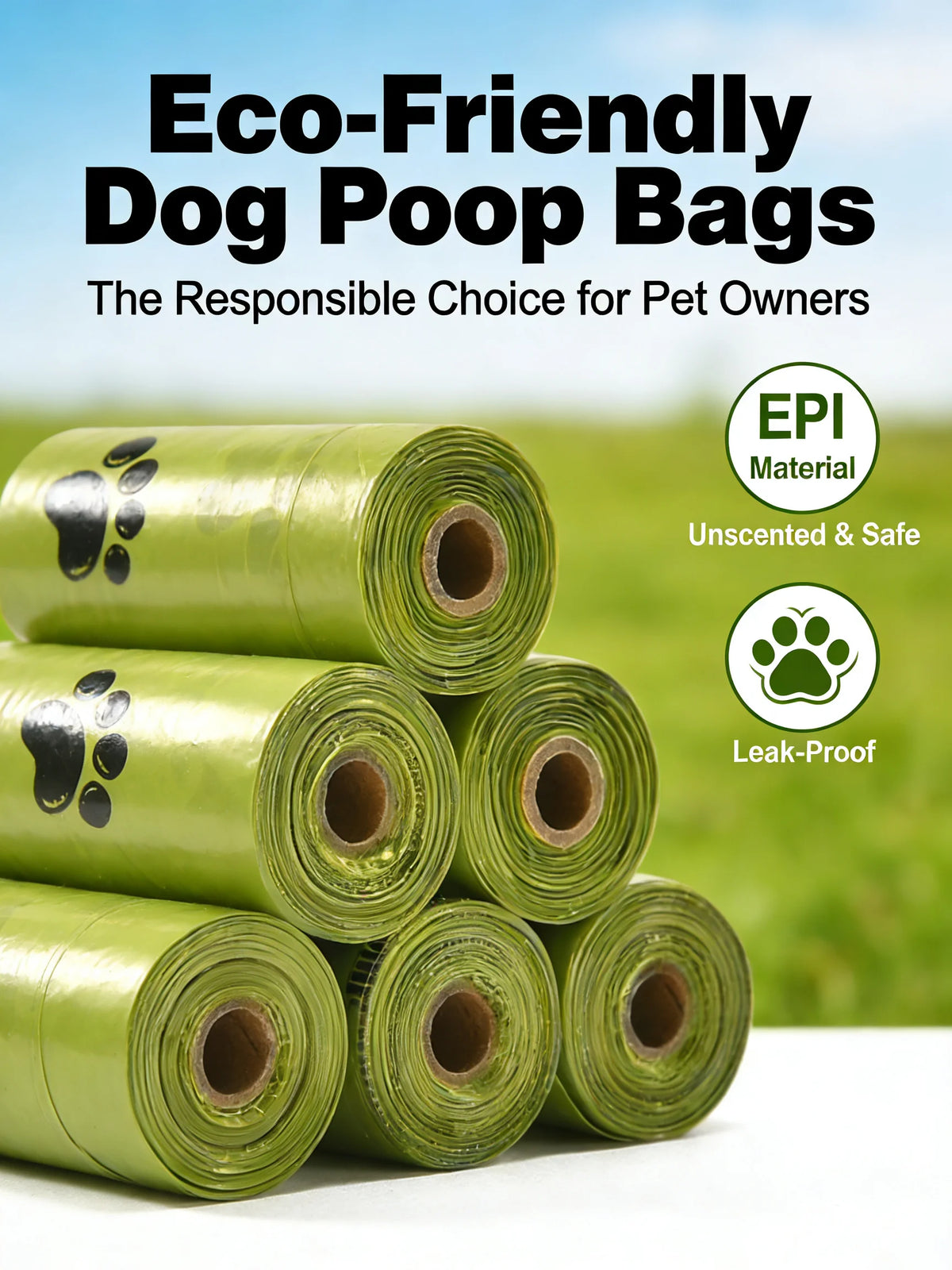 Eco-Friendly Dog Poop Bags Leak-Proof Extra Thick EPI Material Unscented Pet Waste Bags for Dog Walking Outdoor
