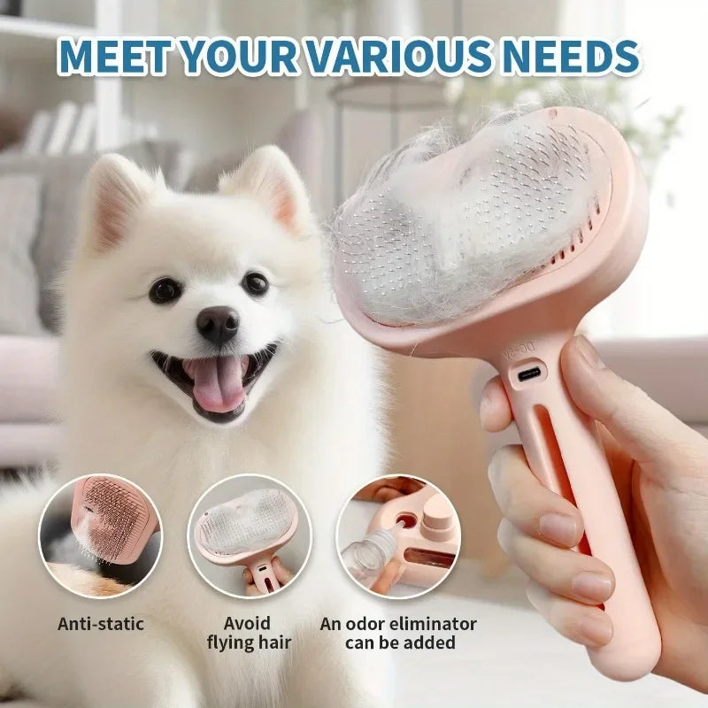 Pet Spray Hair Comb Professional Electric Hair Straightener Comb Brush For Cat Pet Massage Comb Steam Brush For Hair Care