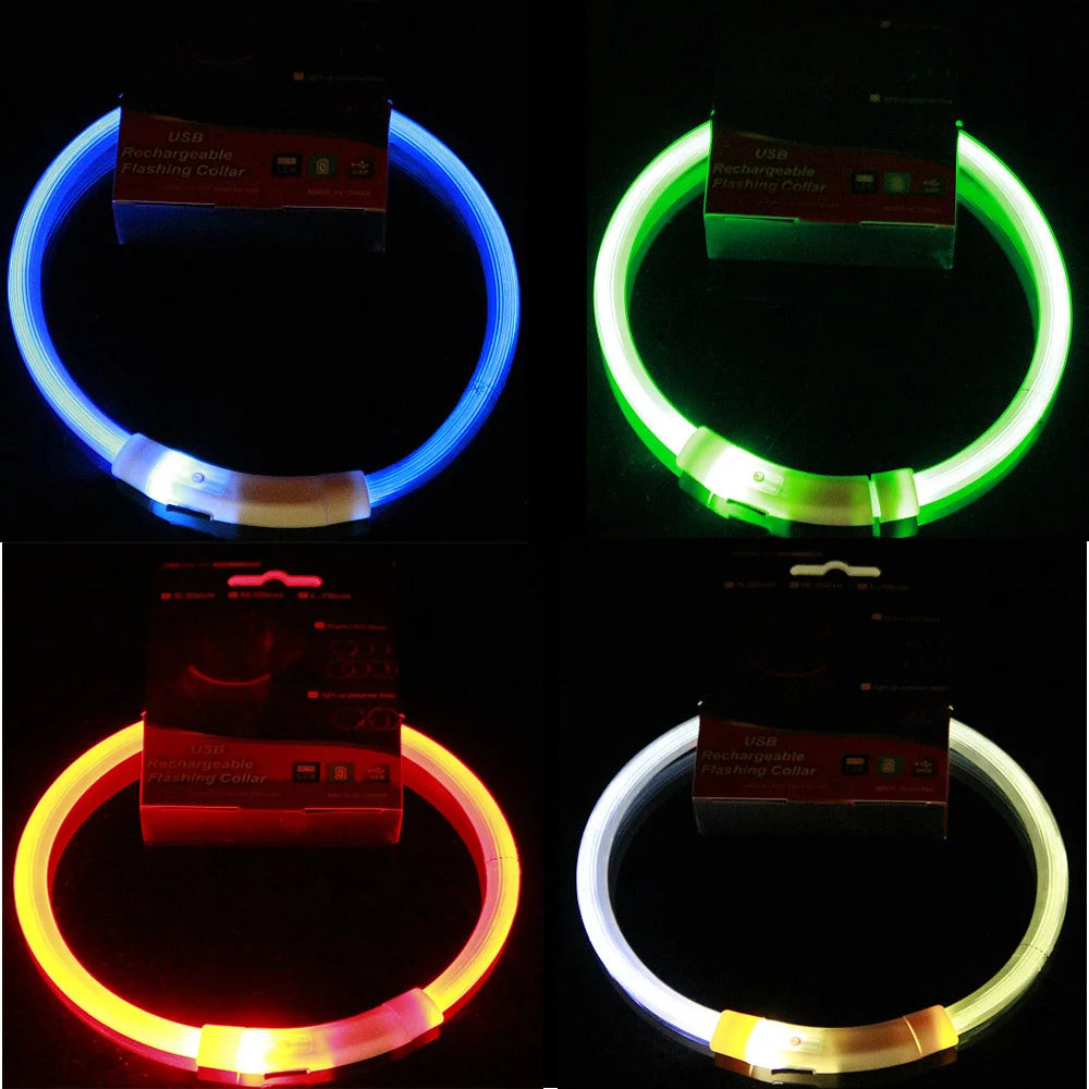 Led Dog COLLAR USB Rechargeable Glowing Collar Night Visibility Reflective Waterproof Adjustable Strap For Dogs Small Medium Lar