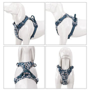 Truelovepet Dog Harness for Big Medium Small with Cotton Aluminum Alloy Floral Pattern Adjustable Vest
