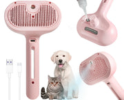 ペットスプレーヘアコーム プロフェッショナル電動ヘアストレートナーコームブラシ 猫用ペットマッサージコーム スチームブラシ ヘアケア用