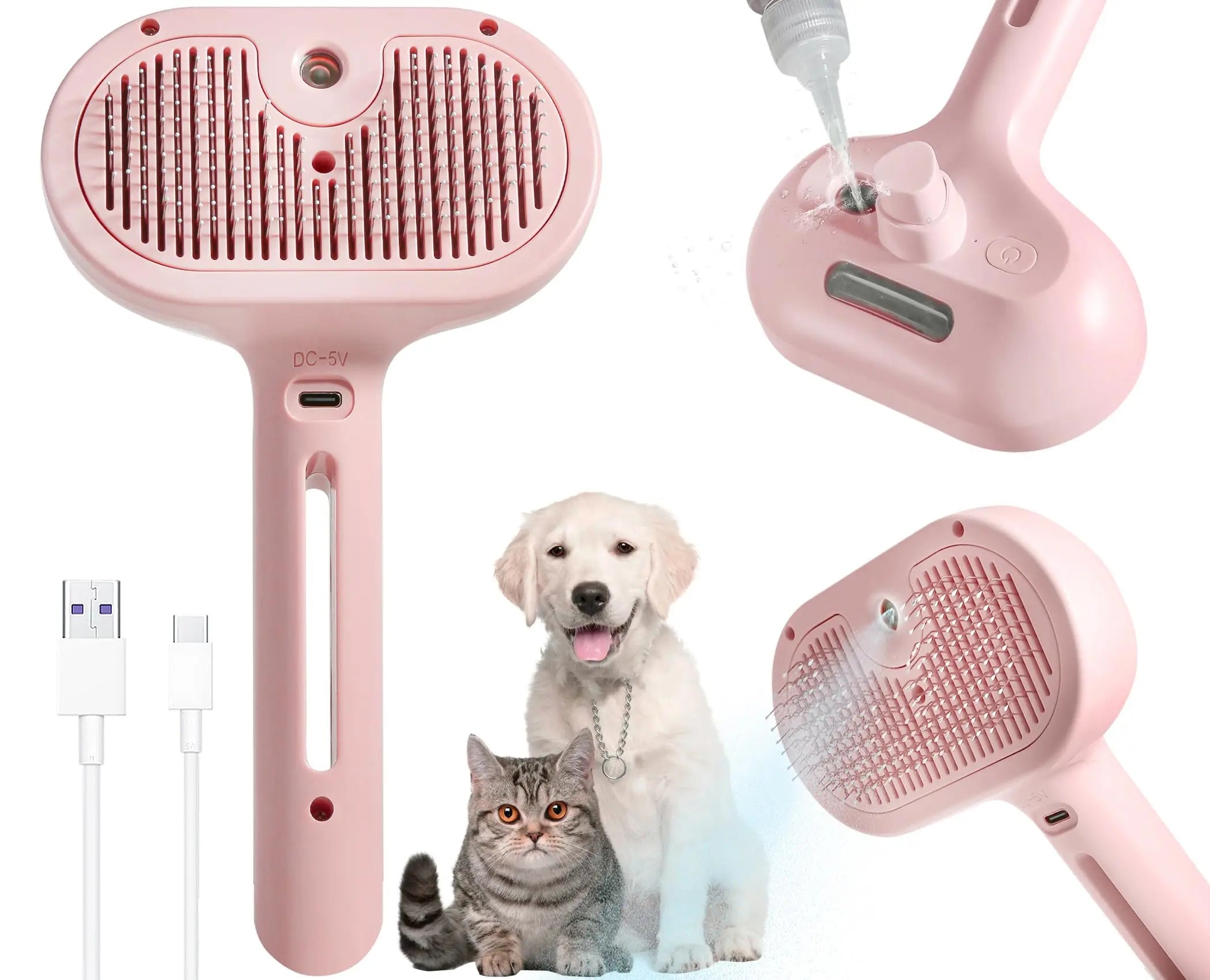 Pet Spray Hair Comb Professional Electric Hair Straightener Comb Brush For Cat Pet Massage Comb Steam Brush For Hair Care