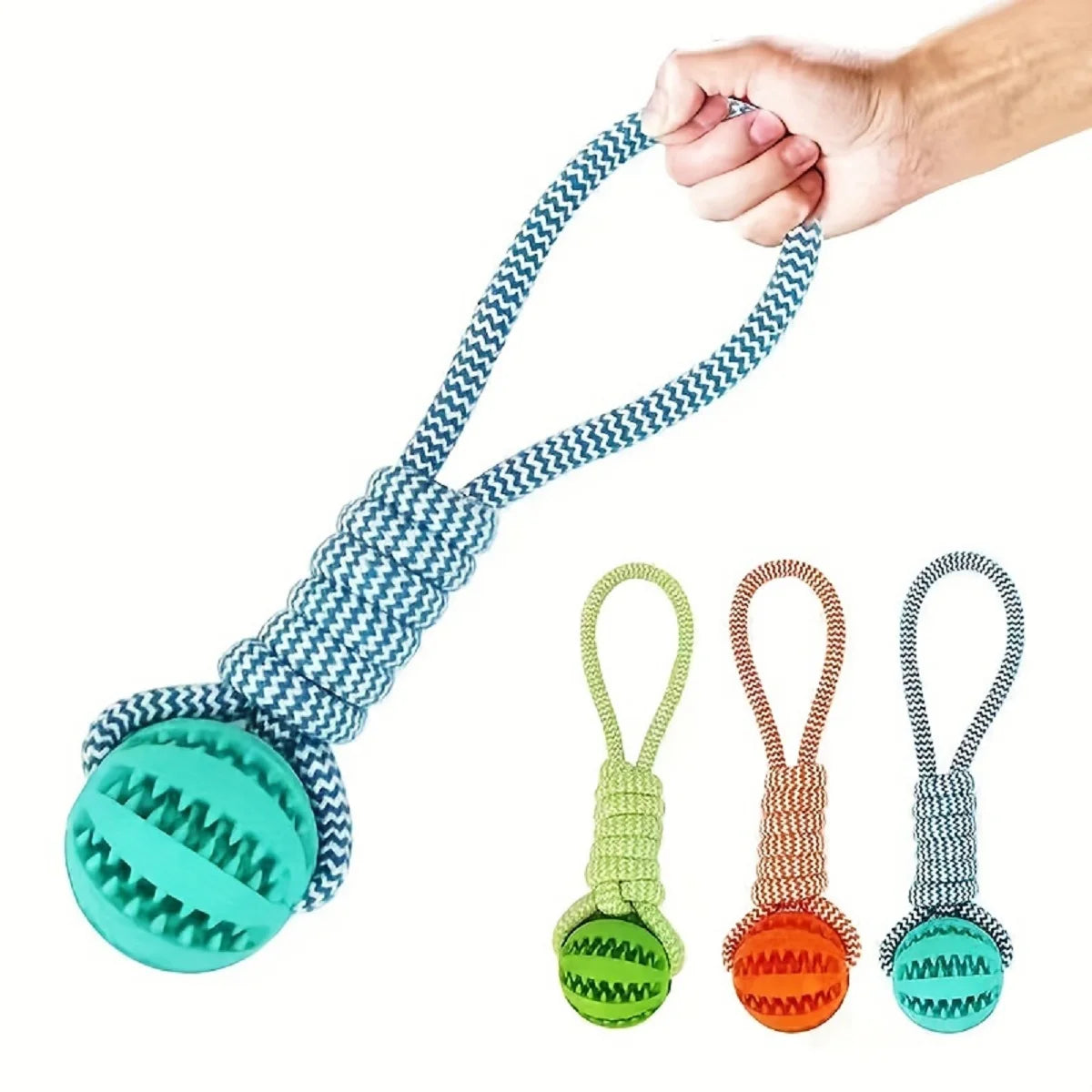 Pet Toy Dog Bite-Resistant Cotton Rope Hand-Held Treat Ball for Teeth Cleaning and Training, Interactive Educational Toy Ball