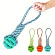 Pet Toy Dog Bite-Resistant Cotton Rope Hand-Held Treat Ball for Teeth Cleaning and Training, Interactive Educational Toy Ball