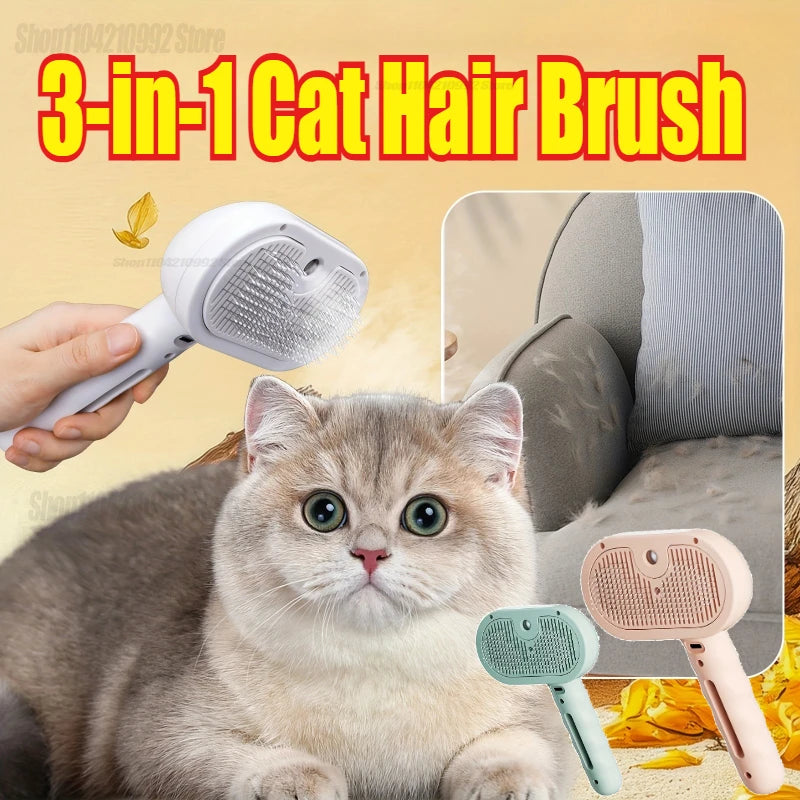 ペットスプレーヘアコーム プロフェッショナル電動ヘアストレートナーコームブラシ 猫用ペットマッサージコーム スチームブラシ ヘアケア用