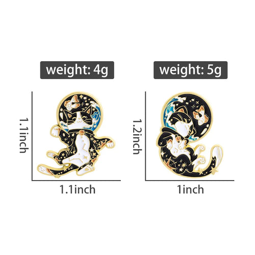 Cartoon Space Astronaut Cat Collection Enamel Pins Cute Cat Constellation And Fish Tank Brooches Lapel Hat Badge Jewelry Gifts