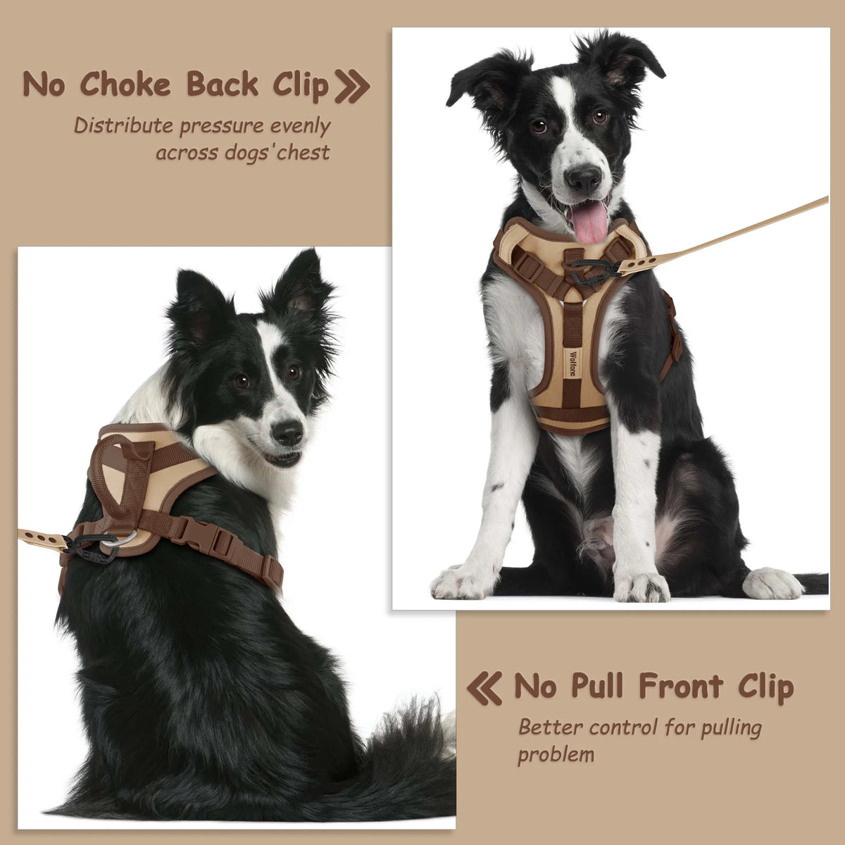 New Chocolate Color Luxury Dog Harness No Pull for Large Small Dogs Adjustable Chest Strap Dog Harness Personalized