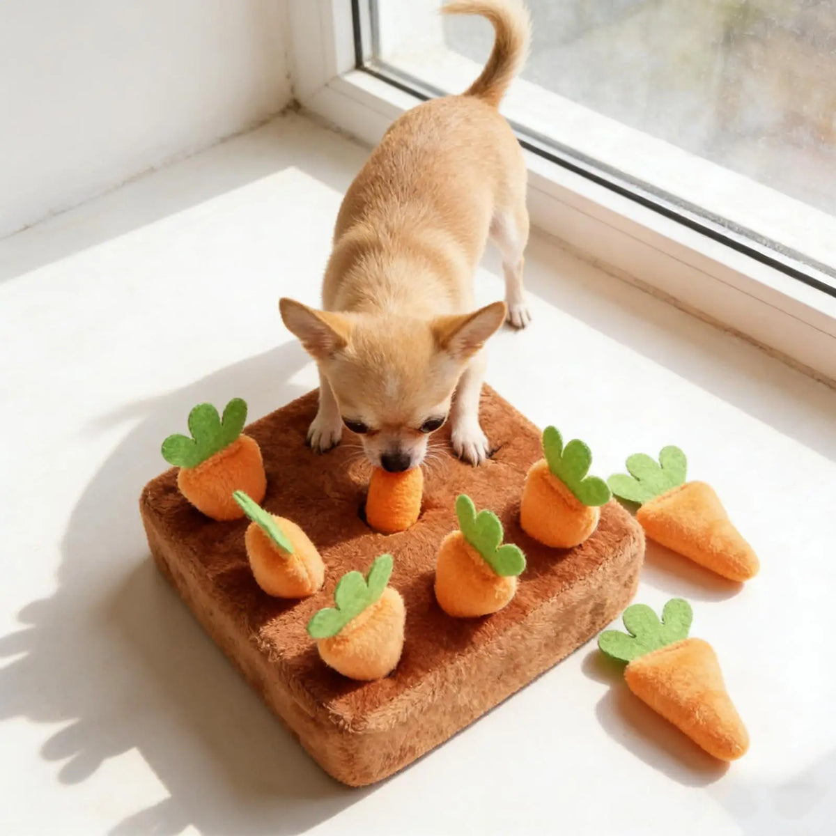Dog Snuffle Mat Interactive Feeding Puzzle Game with Removable Carrots for Puppy Mental Stimulation Training Mat Slow Feeder