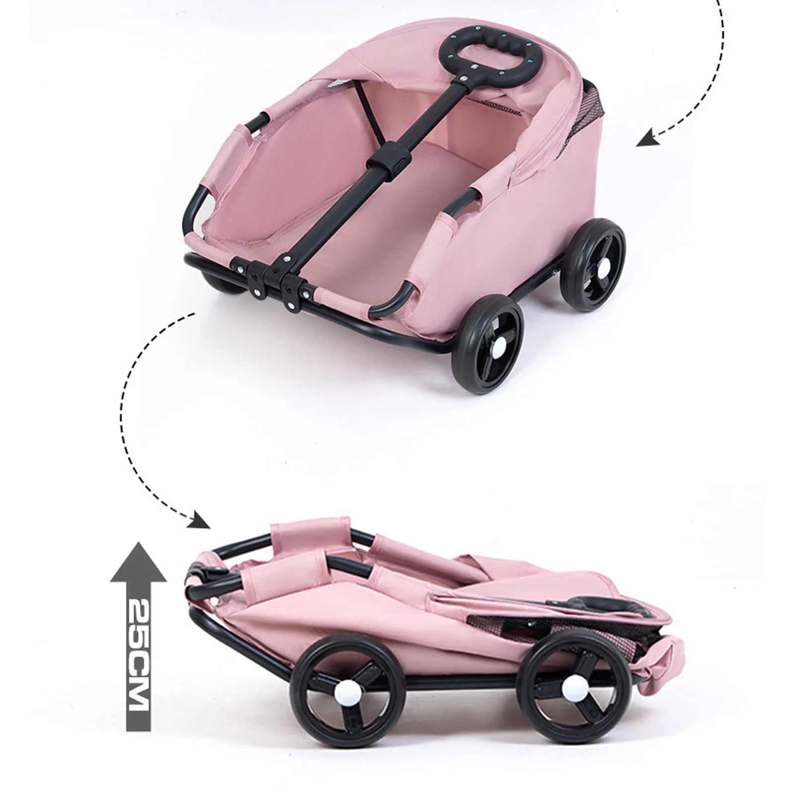 Multifunctional Pet Stroller with Canopy 4 Wheels Foldable Pet Strolling Cart for Small Dogs Cats Lightweight Easy Assembly