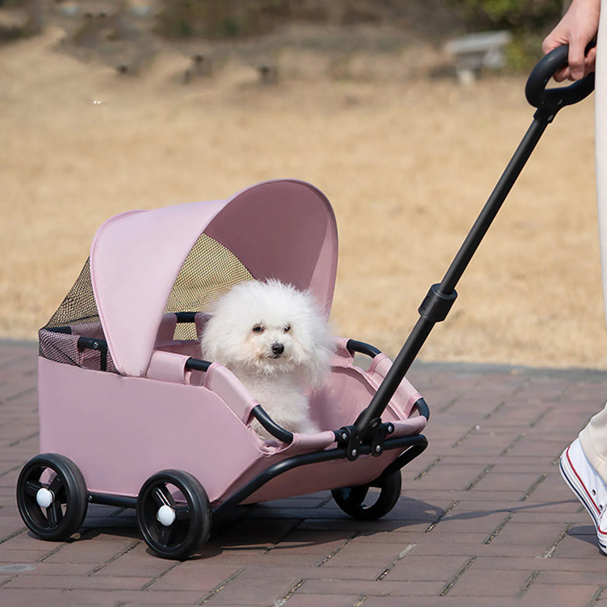 Multifunctional Pet Stroller with Canopy 4 Wheels Foldable Pet Strolling Cart for Small Dogs Cats Lightweight Easy Assembly