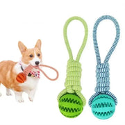 Pet Toy Dog Bite-Resistant Cotton Rope Hand-Held Treat Ball for Teeth Cleaning and Training, Interactive Educational Toy Ball