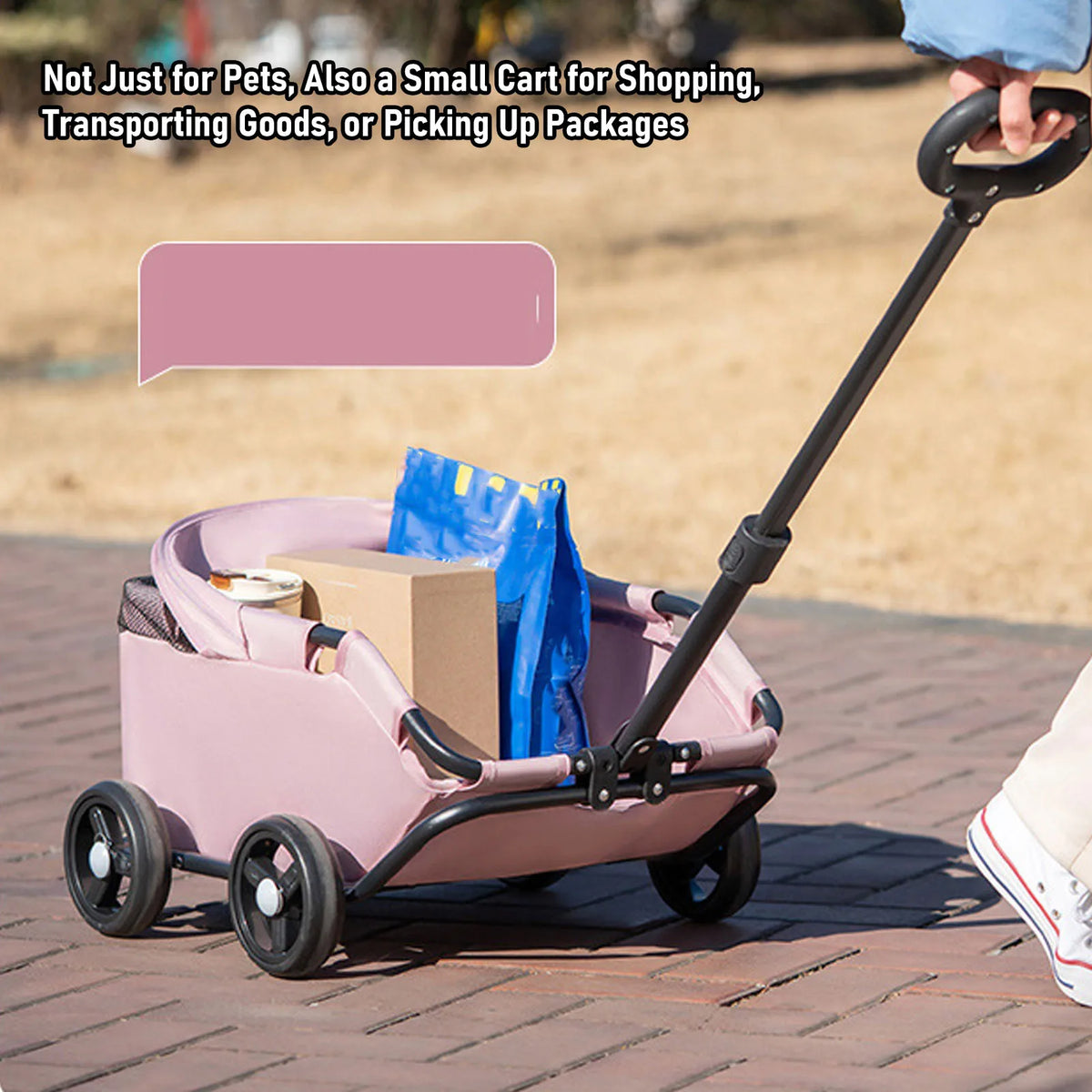 Multifunctional Pet Stroller with Canopy 4 Wheels Foldable Pet Strolling Cart for Small Dogs Cats Lightweight Easy Assembly
