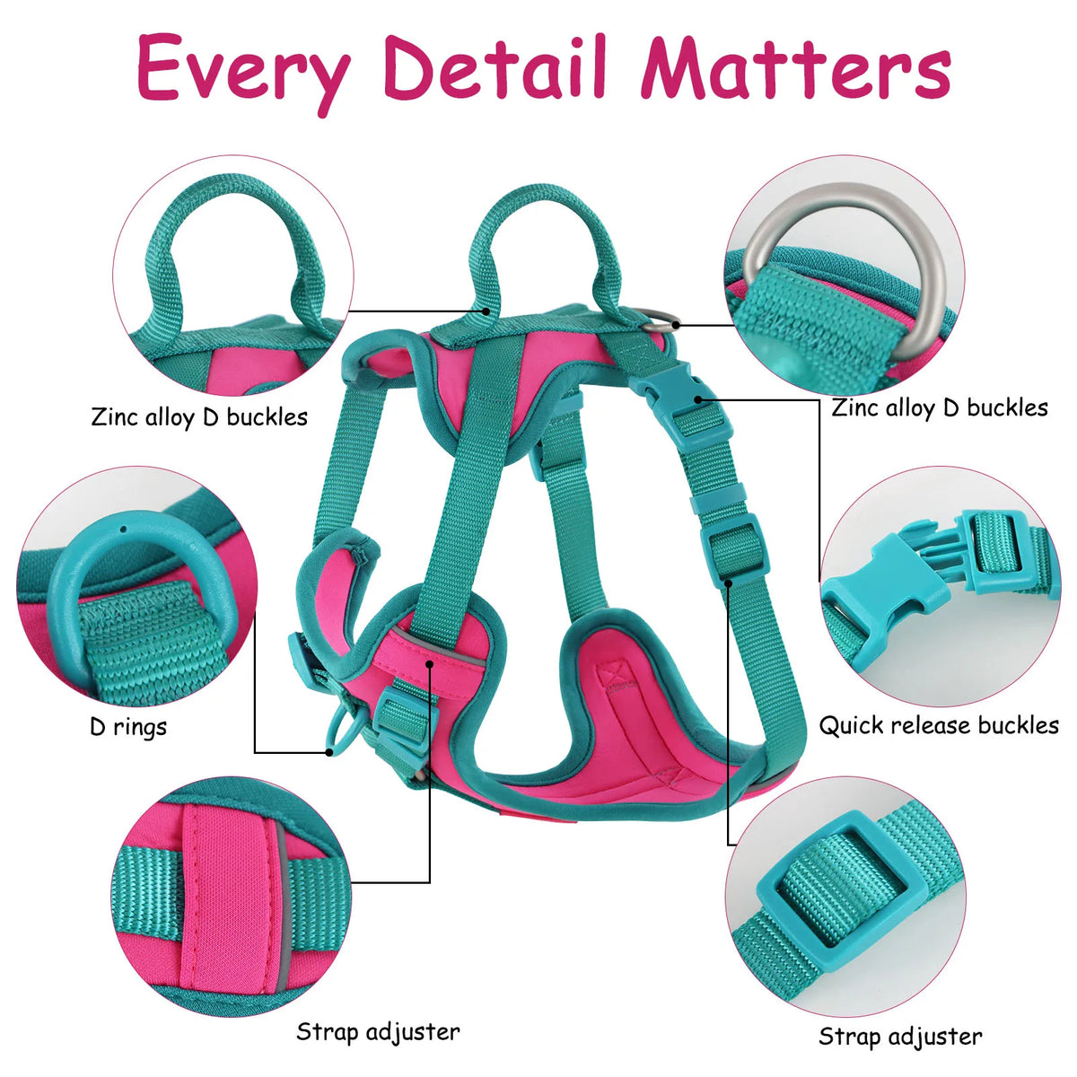 Splicing Colors Breathable for Medium No Pull Dog Harness for Large Small Dogs Adjustable Chest Strap Dog Harness Personalized