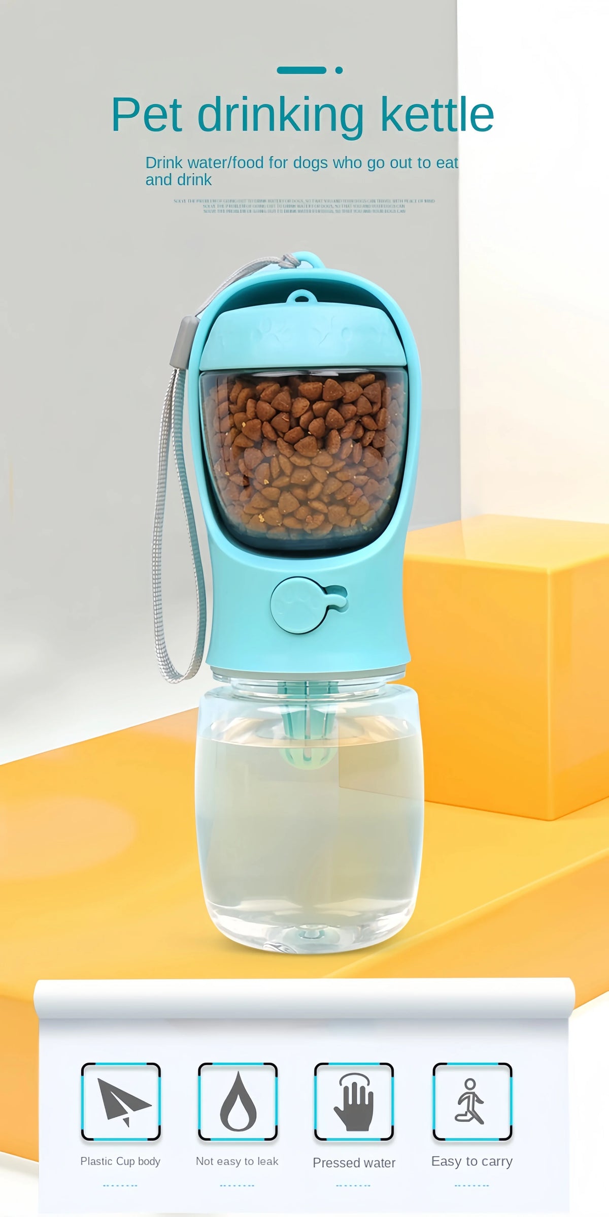 Tragbare Hunde Katzen Wasserflasche mit Futter- und Wasserbehälter für Welpen, Hunde, Futterspender, Futternapf für Unterwegs, Haustierbedarf