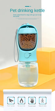 Tragbare Hunde Katzen Wasserflasche mit Futter- und Wasserbehälter für Welpen, Hunde, Futterspender, Futternapf für Unterwegs, Haustierbedarf