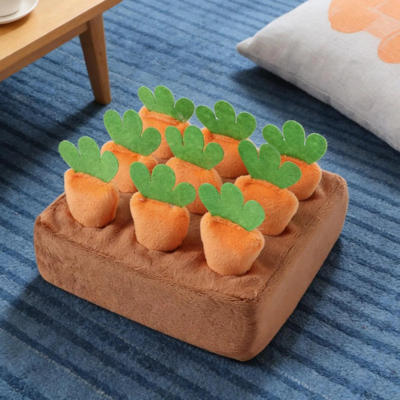 Dog Snuffle Mat Interactive Feeding Puzzle Game with Removable Carrots for Puppy Mental Stimulation Training Mat Slow Feeder