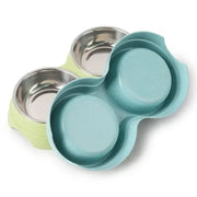 Double Pet Bowls Dog Food Water Feeder Stainless Steel Pet Drinking Dish Feeder Cat Puppy Feeding Supplies Small Dog Accessories