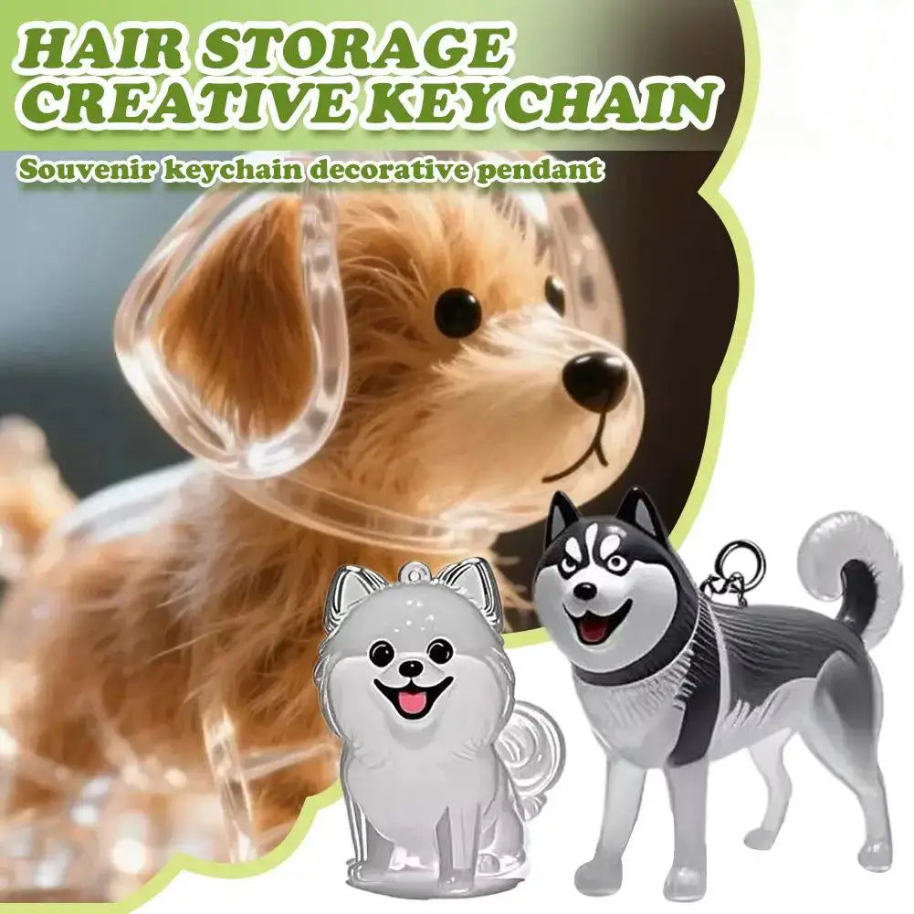 Clear Pet Hair Keychain Cute Dog Fur Keepsake Holder Creative Transparent Pet Hair Memorial Collection Pendant For Dog/Cat