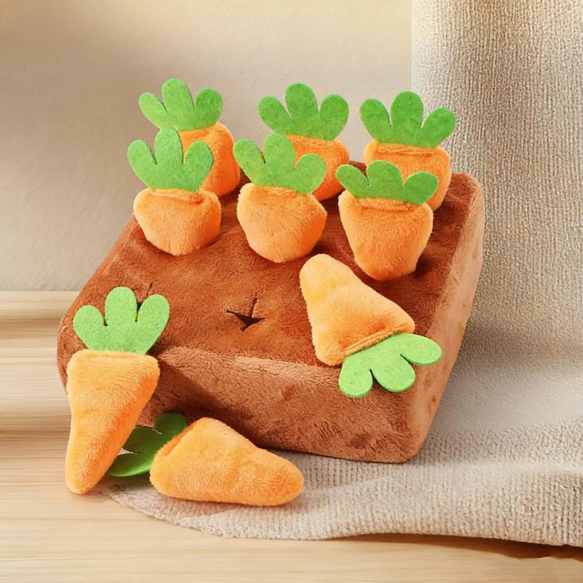 Dog Snuffle Mat Interactive Feeding Puzzle Game with Removable Carrots for Puppy Mental Stimulation Training Mat Slow Feeder