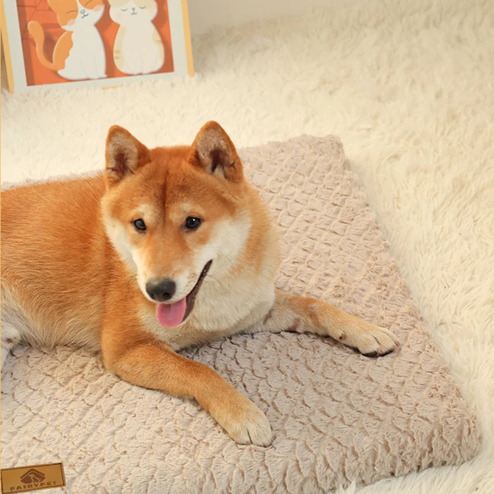 3D Foam Pet Bed With Removable Washable Faux Fur Cover Orthopedic Waterproof Dog Bed For Crate Anti-Slip Bottom Dog Bed