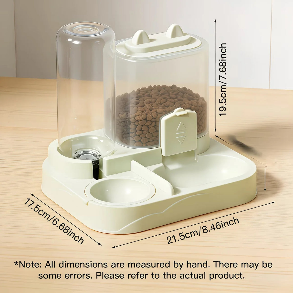 2-in-1 Large Pet Feeder & Water Dispenser, Dry Wet Separation, Durable Plastic, Transparent, No Battery, For Cats Dogs Travel