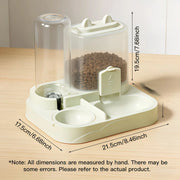 2-in-1 Large Pet Feeder & Water Dispenser, Dry Wet Separation, Durable Plastic, Transparent, No Battery, For Cats Dogs Travel
