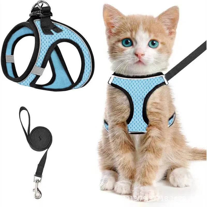 Escape-Proof Cat Harness & Leash Set: Reflective Soft Mesh Vest for Safe Outdoor Adventures with Your Kitten