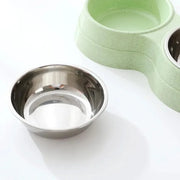 Double Pet Bowls Dog Food Water Feeder Stainless Steel Pet Drinking Dish Feeder Cat Puppy Feeding Supplies Small Dog Accessories